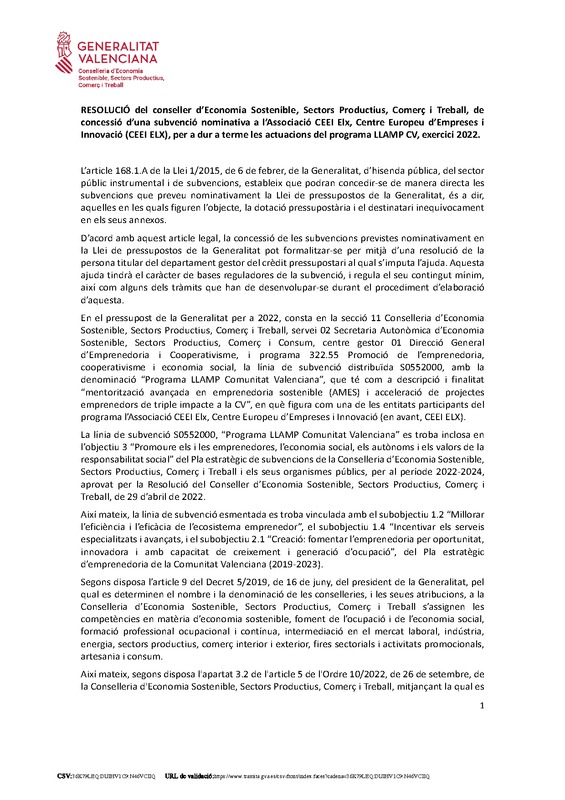 Resoluci�n Programa Llamp CV  2022