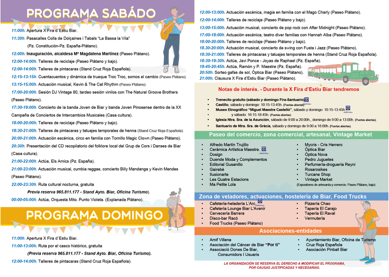 Programa X Fira d'Estiu Biar 