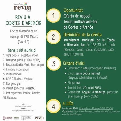 OPORTUNIDAD REVIU EN EL ALTO MIJARES (CASTELL�N): TIENDA MULTISERVICIOS/BAR DE CORTES DE ARENOSO